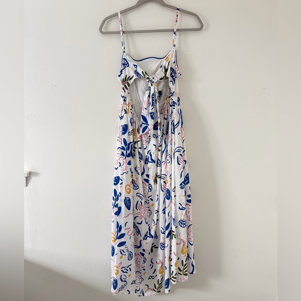 NWT ANNIEWEAR Ivory/Blue Lola Leaf Printed Beachy Nautical Dress size medium - Picture 6 of 14